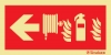 Señal de equipo de lucha contra incendio con el pictograma de extintor y boca de incendio equipada y flecha horizontal a la izquierda