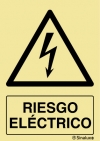 Señal de peligro con el pictograma y texto de riesgo eléctrico