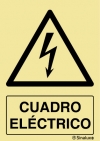 Señal de peligro con el pictograma y texto de cuadro eléctrico