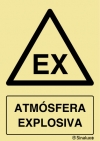 Señal de peligro con el pictograma y texto de atmósfera explosiva