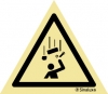 Señal de peligro con el pictograma de posible caída de objectos