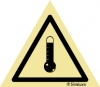 Señal de peligro con el pictograma de alta temperatura