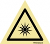Señal de peligro con el pictograma de radiación óptica