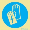 Señal de obligación con el pictograma de obligatorio el uso de guantes aislantes