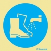 Señal de obligación con el pictograma de obligatorio lavar las botas