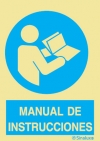 Señal de obligación con el pictograma y texto de obligatorio el uso del manual de instrucciones