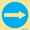 Señal de obligación con el pictograma de obligatorio circular según el sentido de la flecha