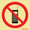 Señal de prohibición con el pictograma de prohibido las comunicaciones vía radio