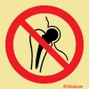 Señal de prohibición con el pictograma de prohibido el paso a personas con prótesis