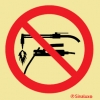 Señal de prohibición con el pictograma de prohibido soldar
