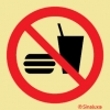 Señal de prohibición con el pictograma de prohibido comer y beber