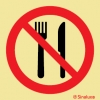 Señal de prohibición con el pictograma de prohibido tomar alimentos en esta zona