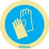 Pegatina autoadhesiva de obligación con el pictograma de obligatorio el uso de guantes