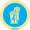 Pegatina autoadhesiva de obligación con el pictograma de obligatorio el uso de guantes aislantes