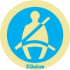 Pegatina autoadhesiva de obligación con el pictograma de obligatorio el uso de cinturón de seguridad