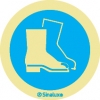 Pegatina autoadhesiva de obligación con el pictograma de obligatorio el uso de calzado de seguridad