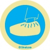 Pegatina autoadhesiva de obligación con el pictograma de obligatorio el uso de cubre pies