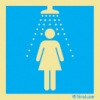 Señal informativa con el pictograma de zona de ducha femenino