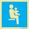 Señal informativa con el pictograma de asiento prioritario para personas con niños pequeños