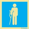 Señal informativa con el pictograma de atención prioritaria para personas con muletas