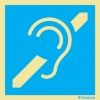 Señal informativa con el pictograma de zona para personas con discapacidad auditiva