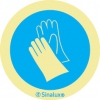 Señal en vinilo autoadhesivo de obligación con el pictograma de obligatorio el uso de guantes