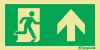 Señal fotoluminiscente de evacuación según la norma ISO 7010 con el pictograma de dirección de evacuación y flecha vertical hacia arriba
