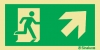 Señal fotoluminiscente de evacuación según la norma ISO 7010 con el pictograma de dirección de evacuación y flecha diagonal hacia arriba y a la derecha