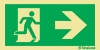 Señal fotoluminiscente de evacuación según la norma ISO 7010 con el pictograma de dirección de evacuación y flecha horizontal a la derecha