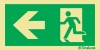 Señal fotoluminiscente de evacuación según la norma ISO 7010 con el pictograma de dirección de evacuación y flecha horizontal a la izquierda