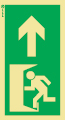 Señal de balizamiento a baja altura LLL de evacuación con el pictograma de salida de emergencia y flecha vertical hacia arriba para colocar en las puertas que abren para la izquierda