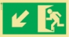 Señal de balizamiento a baja altura LLL de evacuación con el pictograma de sentido de evacuación y flecha diagonal hacia bajo y para la izquierda