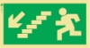 Señal de balizamiento a baja altura LLL de evacuación con el pictograma de sentido de evacuación y flecha diagonal hacia bajo y para la izquierda