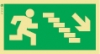 Señal de balizamiento a baja altura LLL de evacuación con el pictograma de sentido de evacuación y flecha diagonal hacia arriba y para la izquierda