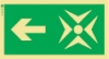 Señal de balizamiento a baja altura LLL de evacuación con el pictograma de punto de encuentro y flecha horizontal para la izquierda
