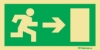 Señal fotoluminiscente en aluminio de sentido de evacuación para túneles con el pictograma de dirección de evacuación y flecha horizontal a la derecha