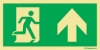 Señal fotoluminiscente en aluminio de sentido de evacuación según la norma ISO 7010 para túneles con el pictograma de dirección de evacuación y flecha vertical hacia arriba