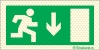 Señal reflectoluminiscente de evacuación con el pictograma de sentido de evacuación con flecha vertical hacia bajo