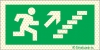 Señal reflectoluminiscente de evacuación con el pictograma de subida de escalera con flecha diagonal hacia arriba y a la derecha