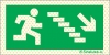 Señal reflectoluminiscente de evacuación con el pictograma de descenso de escalera con flecha diagonal hacia arriba y a la derecha
