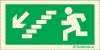 Señal reflectoluminiscente de evacuación con el pictograma de descenso de escalera con flecha diagonal hacia arriba y a la izquierda