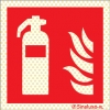 Señal reflectoluminiscente de equipo de lucha contra incendio con el pictograma de extintor