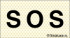Señal reflectoluminiscente de puestos de emergencia con el texto horizontal de SOS en negro