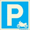 Señal reflectoluminiscente para aparcamientos con el pictograma de parking para motos