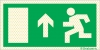 Señal reflectoluminiscente de evacuación para túneles con el pictograma de sentido de evacuación y flecha vertical hacia arriba