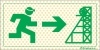 Señal reflectoluminiscente de evacuación para minas con el pictograma de pozo de mina y la flecha horizontal a la derecha