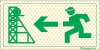 Señal reflectoluminiscente de evacuación para minas con el pictograma de pozo de mina y la flecha horizontal a la izquierda