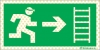 Señal reflectoluminiscente de evacuación para minas con el pictograma de escalera de emergencia y la flecha horizontal a la derecha