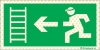Señal reflectoluminiscente de evacuación para minas con el pictograma de escalera de emergencia y la flecha horizontal a la izquierda