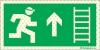 Señal reflectoluminiscente de evacuación para minas con el pictograma de escalera de emergencia y la flecha vertical hacia arriba